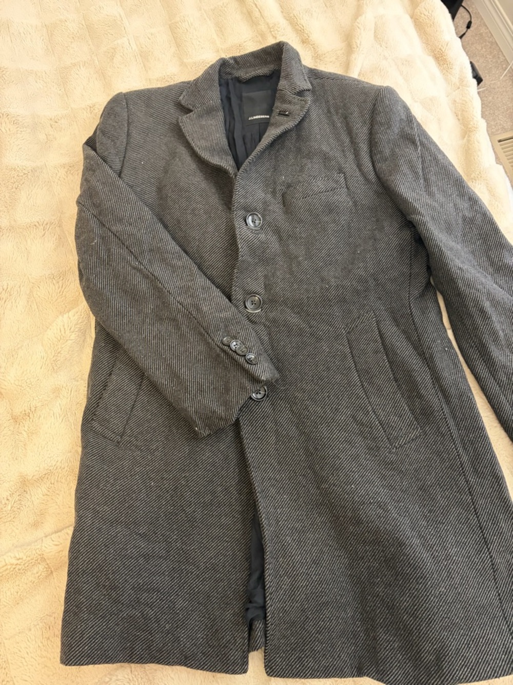 J.Lindeberg Gray Herringbone Pea Coat